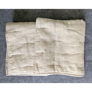 Set of 2 Pottery Barn Pick-Stitch Linen Beige Euro Sham 20x26